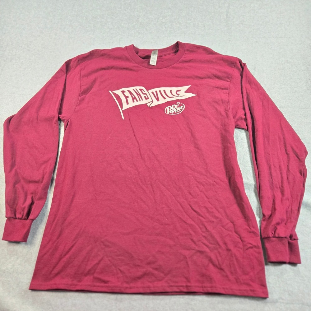 Dr Pepper Fansville Long Sleeve Shirt Mens Large Maroon Gildan Heavy Cotton Tee